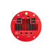 Red electronic module with multiple ports on a white background