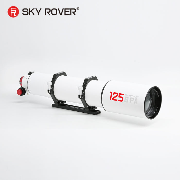 Telescope with '125 GPA' marking on a white background, featuring the Sky Rover brand.