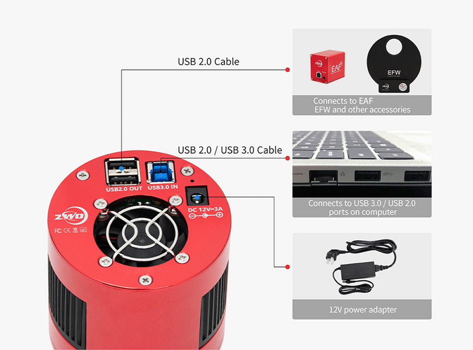 ZWO ASI2600MC Duo USB 3.0 Cooled Color Astronomy Imaging Camera with Built In Guider