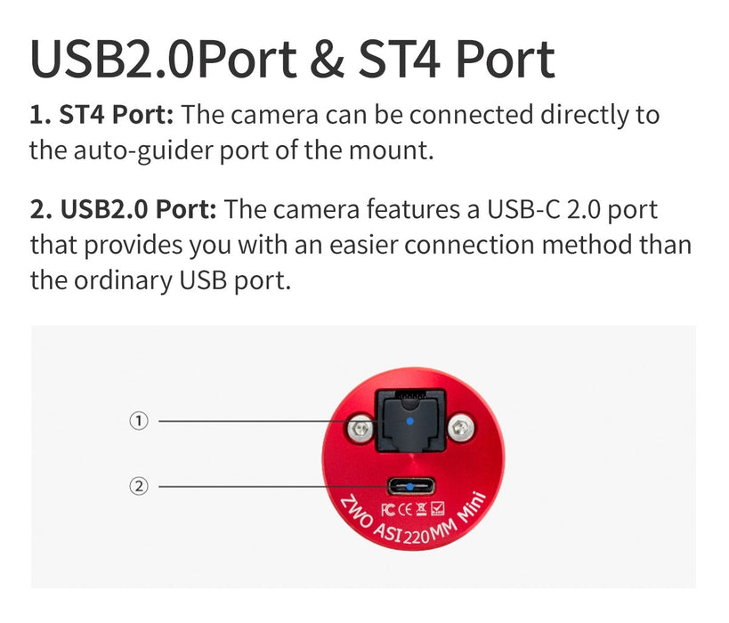 ZWO ASI220MM Mini Monochrome CMOS Camera and Guide Camera