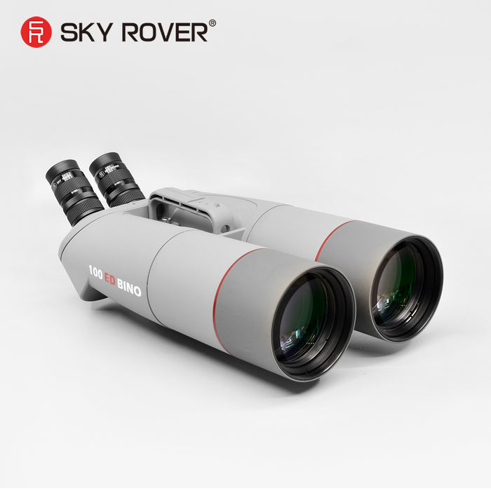 Sky Rover 100 mm ED Giant Binoculars – 45° angled astronomical binocular telescope with ED doublet optics and interchangeable 1.25″ eyepieces