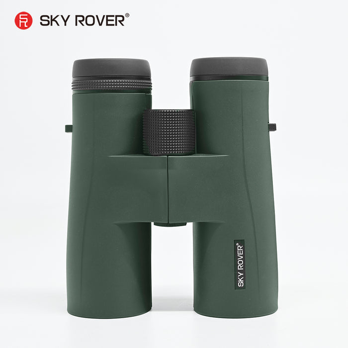 Green binoculars with 'Sky Rover' branding on a white background