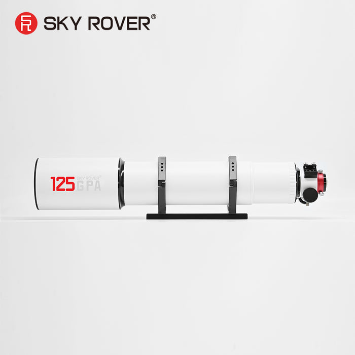 White telescope with '125 GPA' marking on a light gray background, featuring the Sky Rover brand.