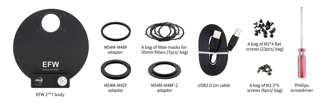 ZWO EFW 7-Position Filter Wheel for 2"