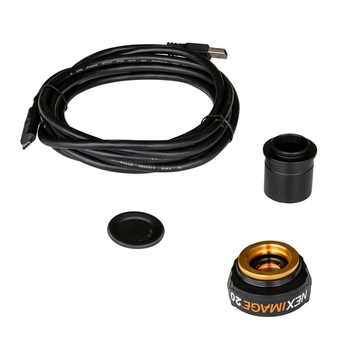 Front view of the Celestron NexImage 20 Solar System Color Imager showing 1.25-inch nosepiece.