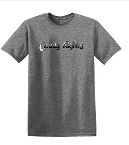 Cloudy Nights short sleeve t-shirt in Graphite Heather, made from 65/35 poly-cotton blend

