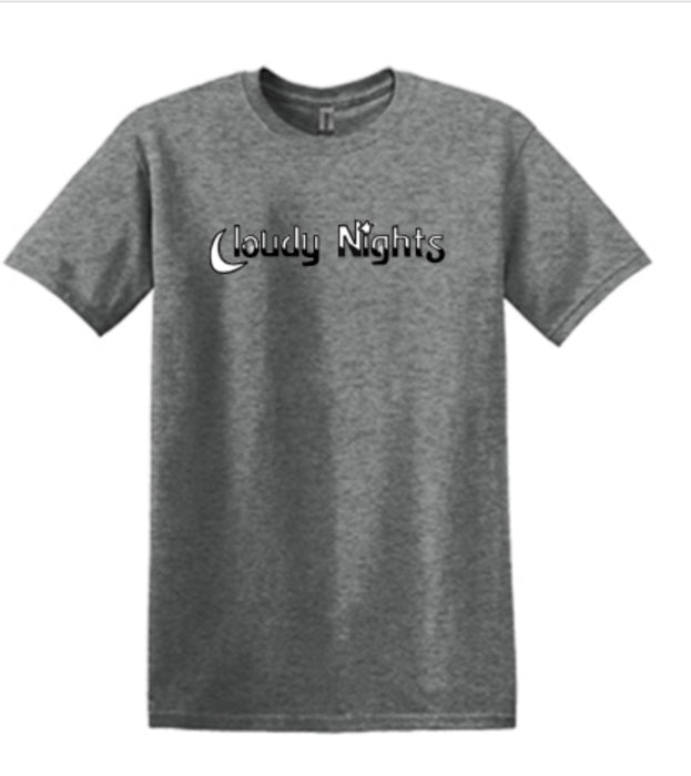 Cloudy Nights short sleeve t-shirt in Graphite Heather, made from 65/35 poly-cotton blend

