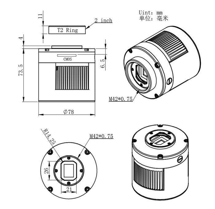 ZWO ASI183MM Pro Cooled Mono CMOS Astrophotography Camera