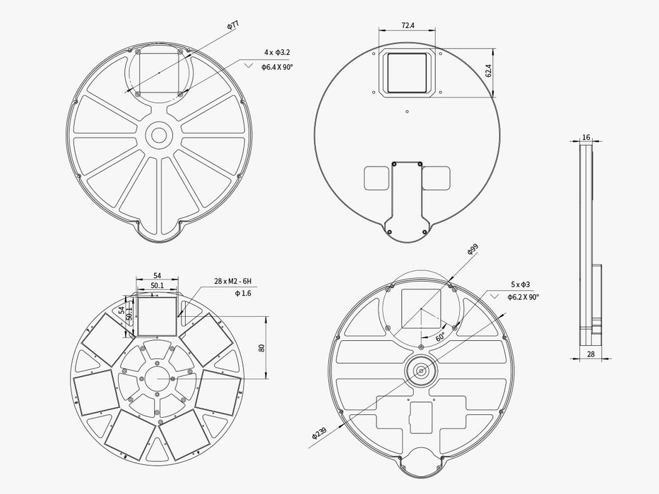 ZWO 7x50mm Square Filter Wheel