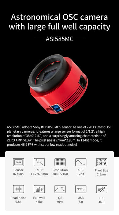 ZWO ASI585MC USB3.0 Color Astronomy Imaging Camera