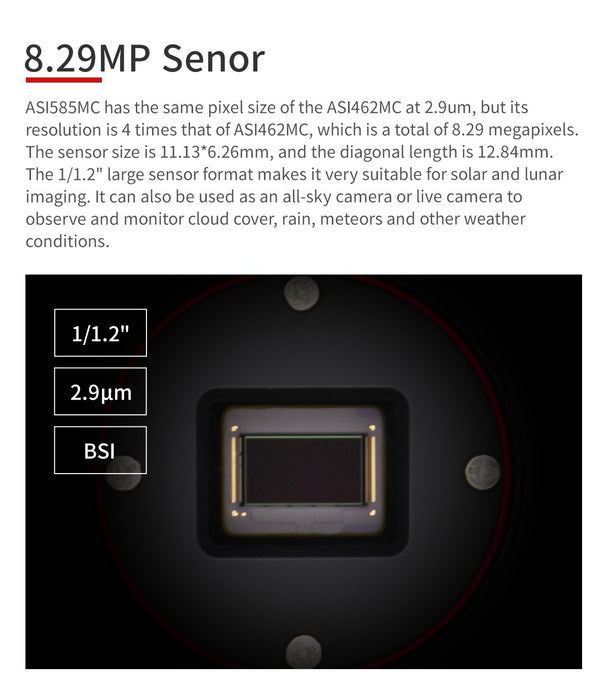 ZWO ASI585MC USB3.0 Color Astronomy Imaging Camera