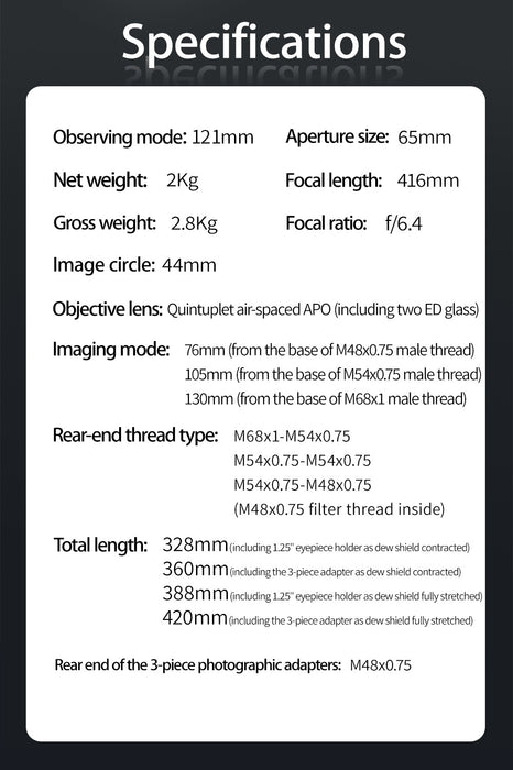 ZWO FF65 APO Refractor OTA