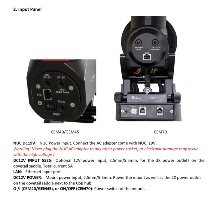 iOptron CEM70 NUC "Center-Balanced" Go-To Equatorial Mount, iPolar Finder, Without Tripod