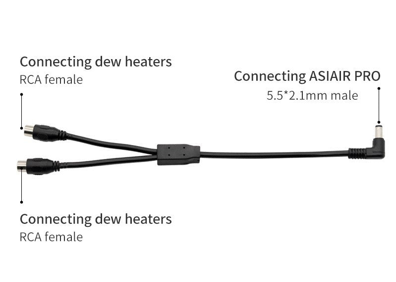 ZWO DC Y Splitter Cable 1 Male DC Jack to 2 Female RCA