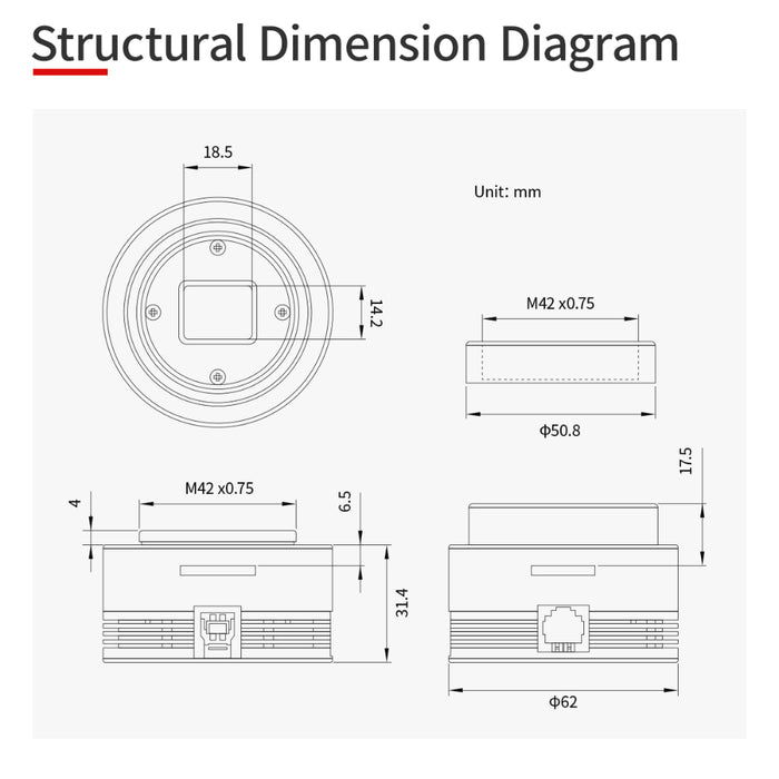 Technical drawing of a mechanical component with dimensions