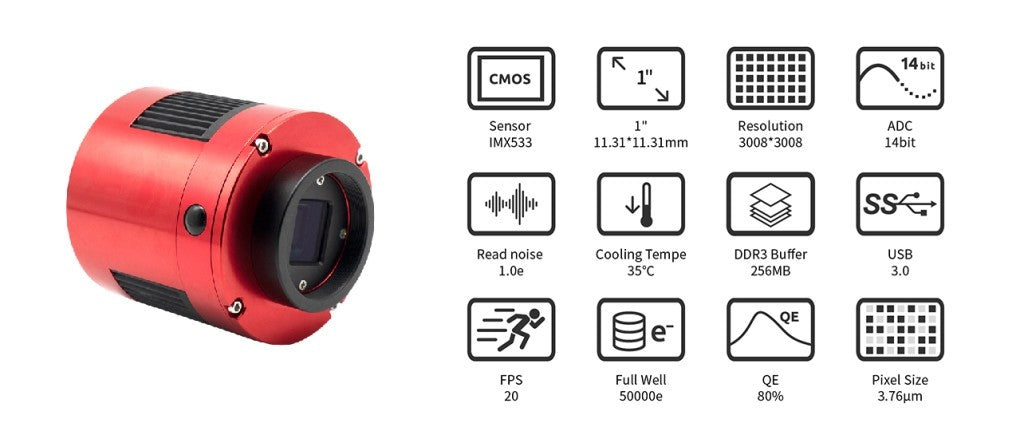 ZWO ASI533MC Pro Cooled Color CMOS Astrophotography Camera