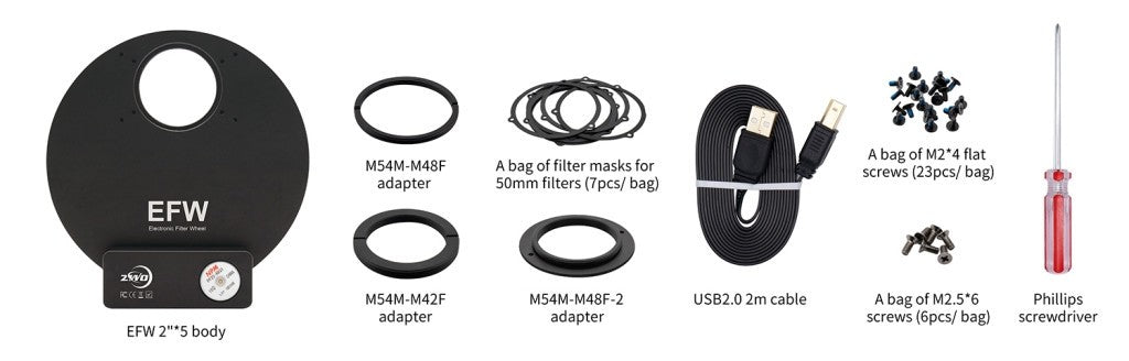 ZWO EFW 5-Position Filter Wheel For 2" Filters