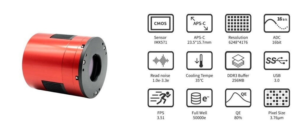 ZWO ASI2600MC Pro USB 3.0 Cooled Color Astronomy Imaging Camera