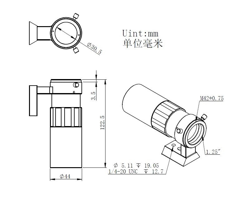 ZWO 30mm f/4 Mini Guide Scope